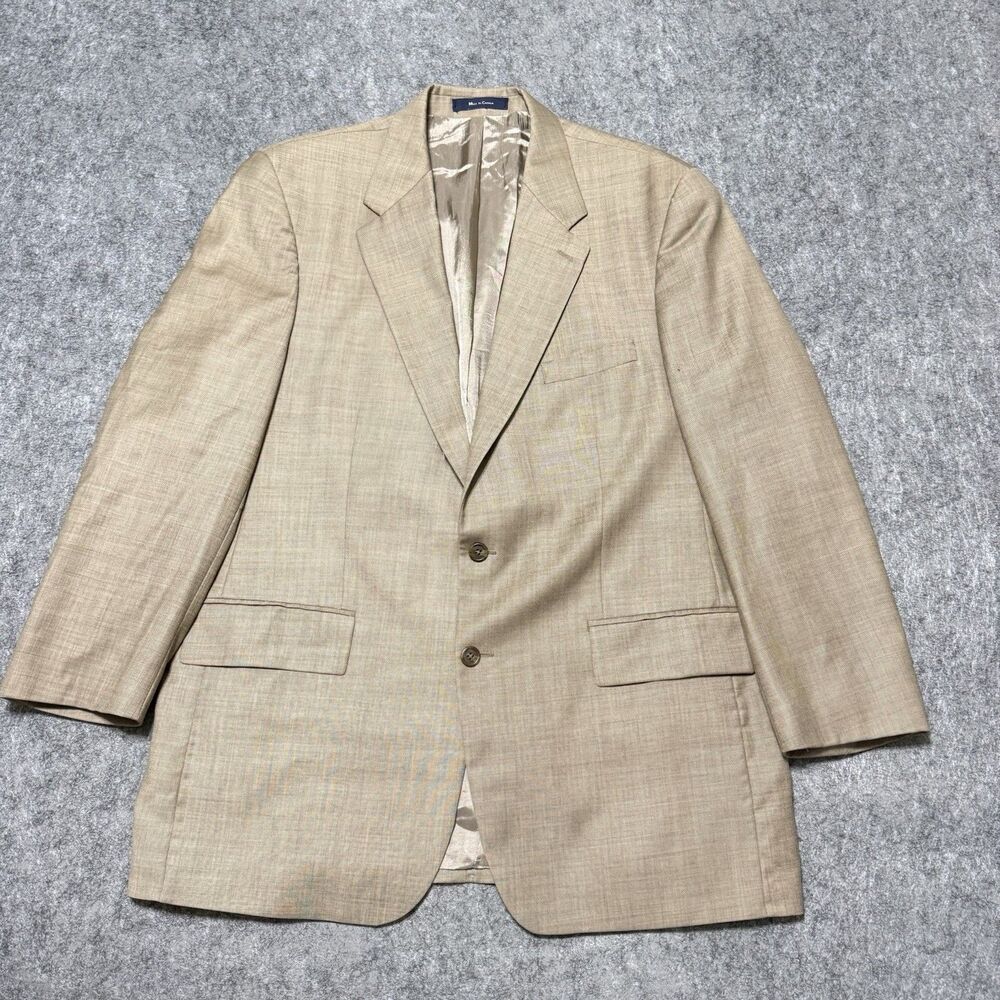 Vintage 90s Ralph Lauren Blazer Sport Coat Mens 46 T 46Tall Tan Wool Canada